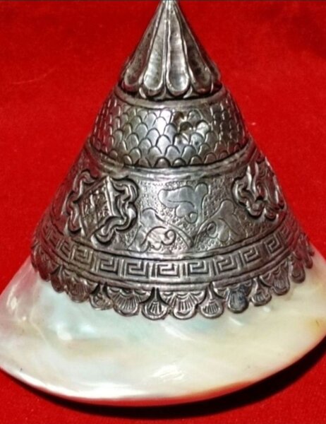 Conca Shankha Tibetana din argint, anii 1800