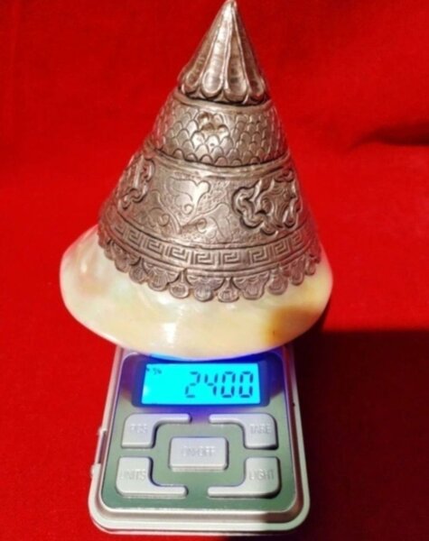 Conca Shankha Tibetana din argint, anii 1800
